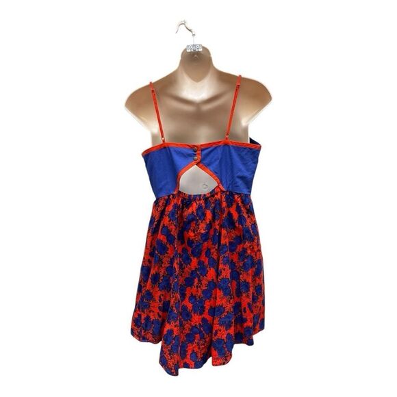 COPE Blue and Red Floral Dress Open Back Size M - Picture 2 of 7